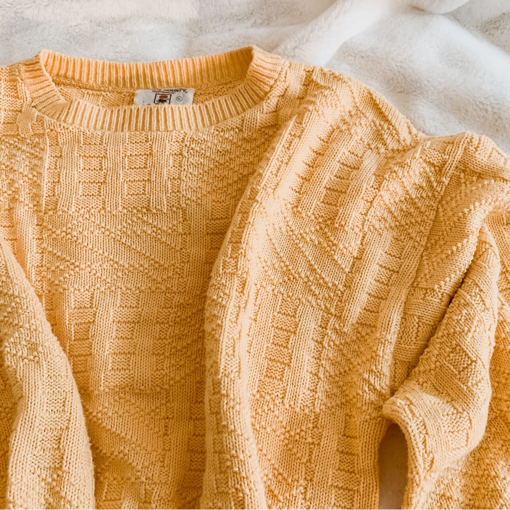 Vintage Unisex Cotton Pale Yellow Crewneck Sweater SZ XL